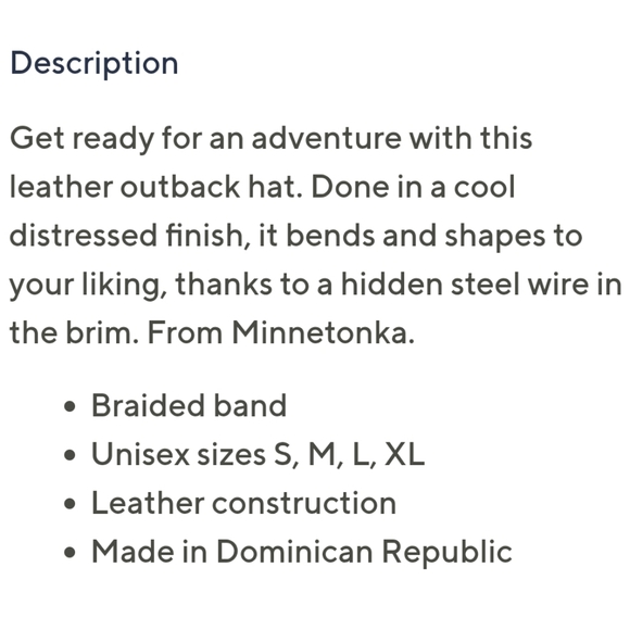 NWT Unisex Minnetonka The Outback Leather Hat - Picture 7 of 9